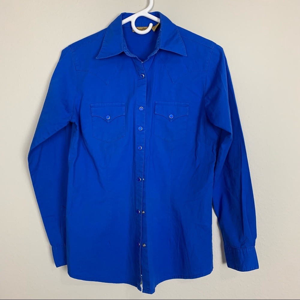 Wrangler Blue Rodeo Snap Button Down Short Size Small